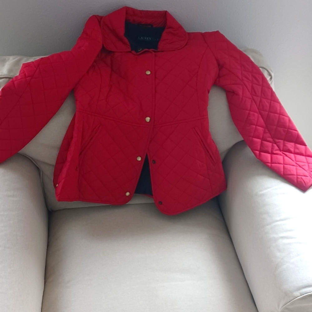 Ralph Lauren Red quilted jacket. Sz Med.